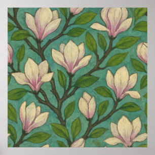 Magnolia Tree Spring Blossoms Poster