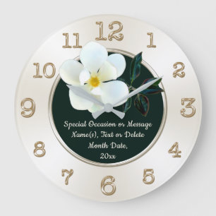 Magnolia Wall Clock, Personalised Gifts for Her Large Clock