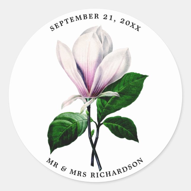 magnolia wedding bridal shower favour sticker (Front)