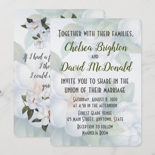 Magnolia Wedding Invitation (Front/Back)