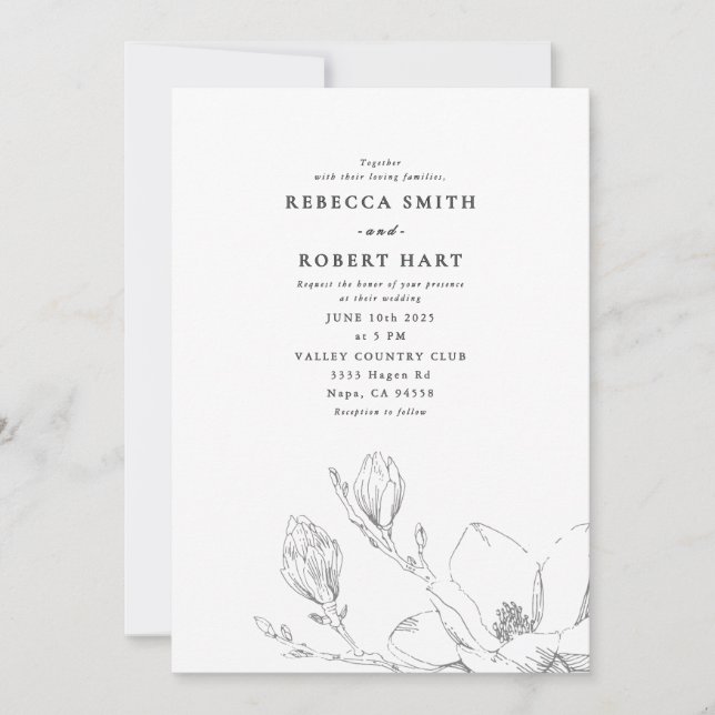Magnolia Wedding Invitation 02 (Front)