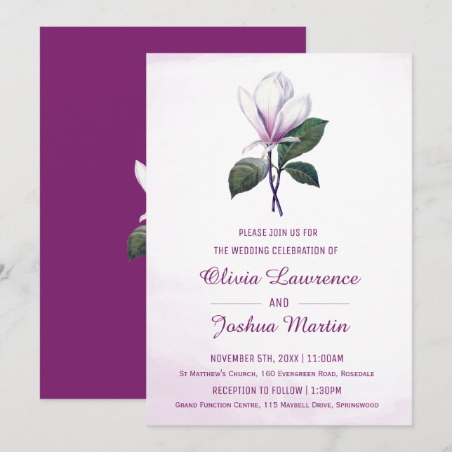 Magnolia Wedding Invitations (Front/Back)