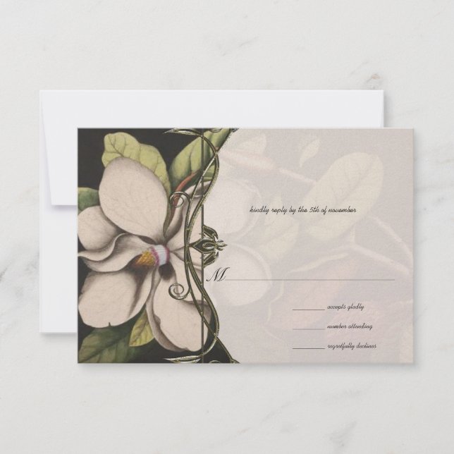 Magnolia  Wedding Invitations on Ice RSVP (Front)