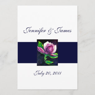 Magnolia Wedding Invitations Pink Navy
