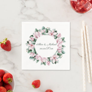 Magnolia wedding personalise napkin