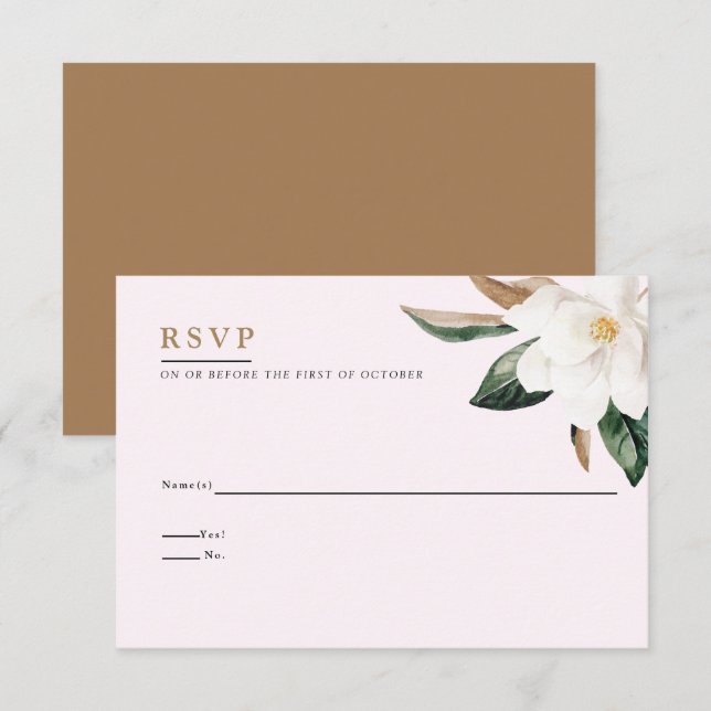 Magnolia Wedding Reply Card | Blush Pink (Front/Back)