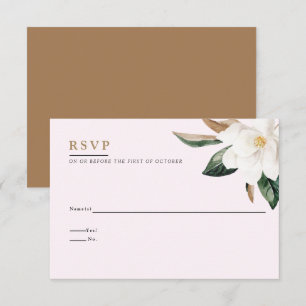 Magnolia Wedding Reply Card Blush Pink