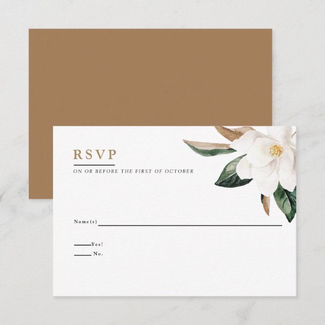 Magnolia Wedding Reply Card | White (Front/Back)