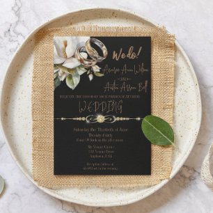 Magnolia Wedding Rings Gold and Black Wedding Save The Date