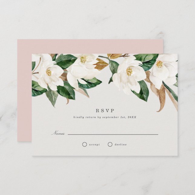 Magnolia Wedding RSVP Invitation (Front/Back)