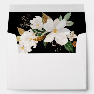Magnolia White Floral Envelope 2 - Black