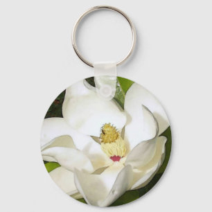 Magnolia White Key Ring