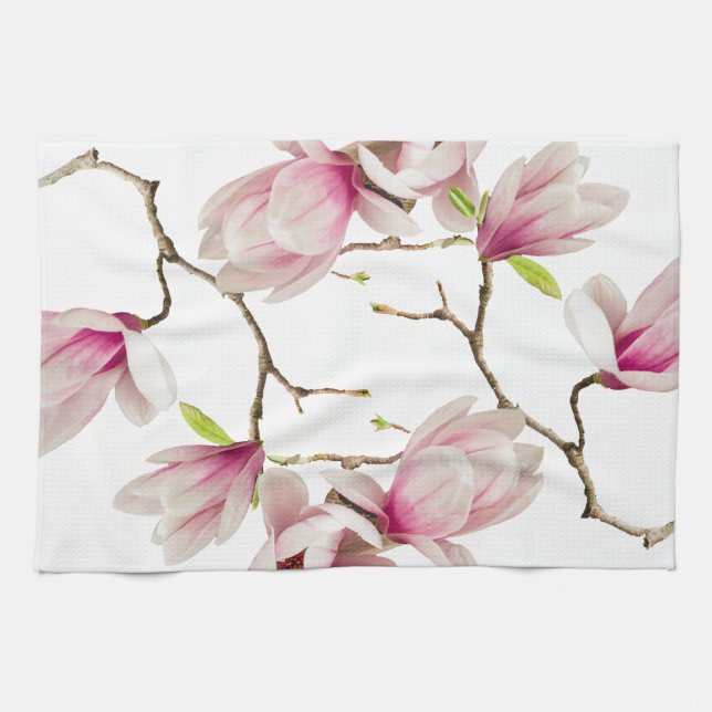 Magnolia White Tea Towel (Horizontal)