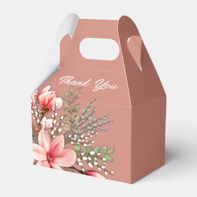 Magnolia Willows Floral Party Shower Favour Box (Front Side)