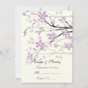 Magnolia with purple flowers wedding place card