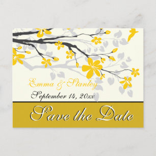 Magnolia with yellow flowers wedding Save the Date Announcement Postcard