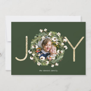 Magnolia Wreath JOY Holiday Card