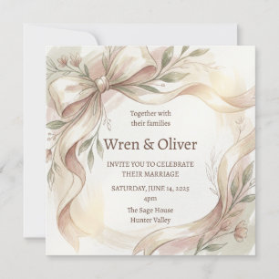 Magnolia Wreath Wedding Invitation
