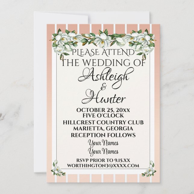 Magnolias -A Lovely Day For A Wedding - Invitation (Front)
