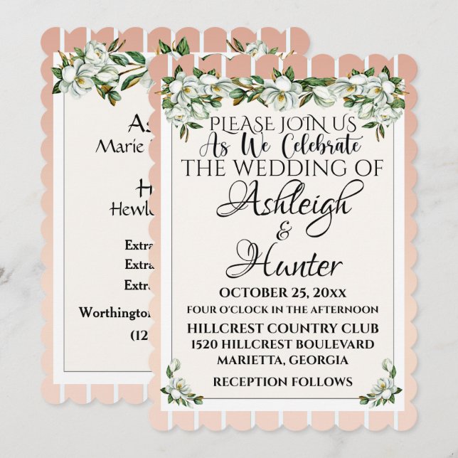Magnolias -A Lovely Day For A Wedding - Invitation (Front/Back)