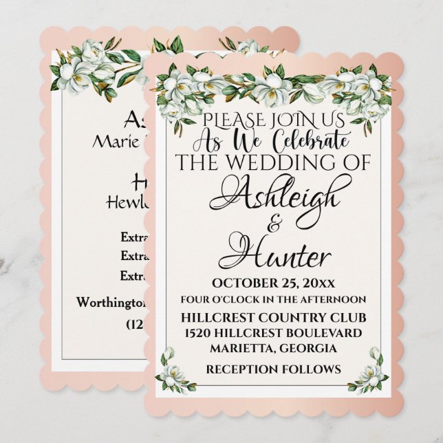 Magnolias -A Lovely Day For A Wedding - Invitation (Front/Back)