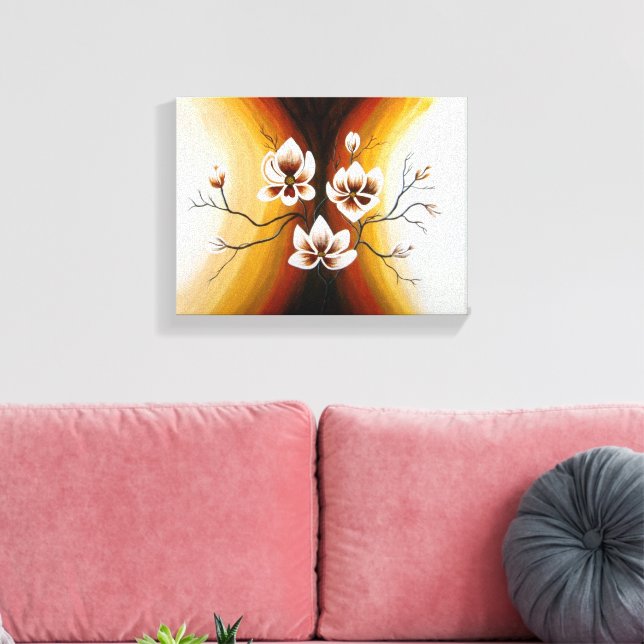 Magnolias, Acrylic -  Canvas Print (Insitu(LivingRoom))