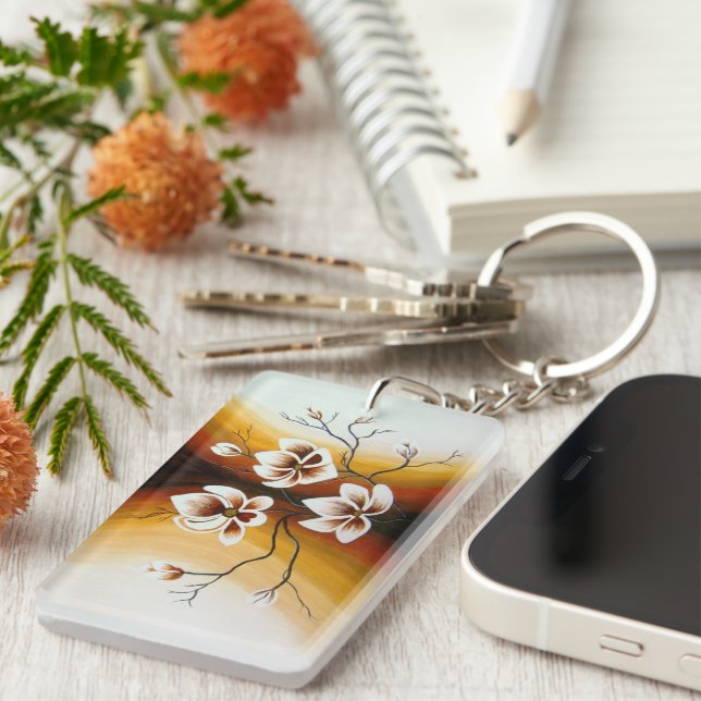 magnolias, acrylic key ring (Front Right)