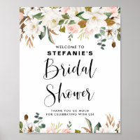 Magnolias and Cotton Garland Bridal Shower Welcome