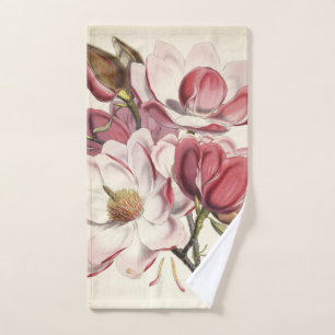 Magnolias Burgandy, Pink Towel