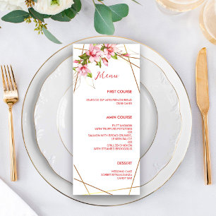 Magnolias Faux Gold Foil Frame Rustic Wedding  Menu
