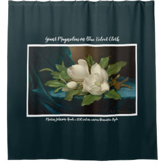 Magnolias on Blue Fine Art Shower Curtain