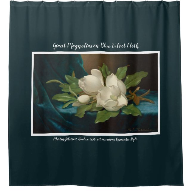 Magnolias on Blue Fine Art Shower Curtain (Front)