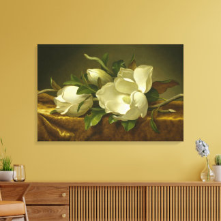 Magnolias on Gold Velvet Cloth by MJ Heade Canvas Print