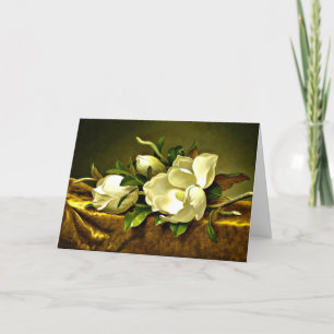 Magnolias on Gold Velvet Cloth Note Card