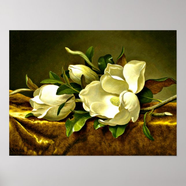 Magnolias on Gold Velvet Cloth Poster (Front)