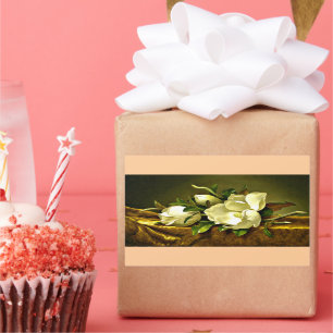 Magnolias on Gold Velvet Cloth Rectangular Sticker