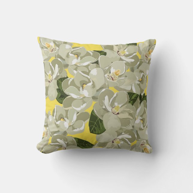 Magnolias on Yellow Pillow (Front)