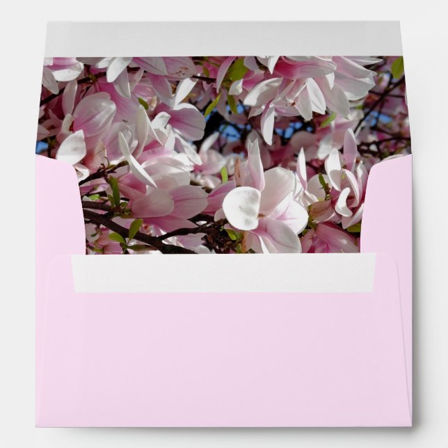 Magnolias Personalised Modern Minimalist Floral Envelope (Back (Bottom))