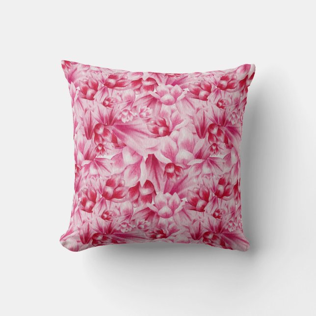 Magnolie flower pink design cushion (Front)