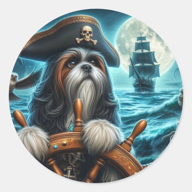 Magnum the Shih Tzu Pirate Stickers (Front)