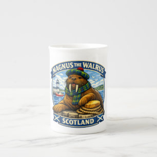 Magnus the Scottish Loving Walrus Seaside Scotland Bone China Mug