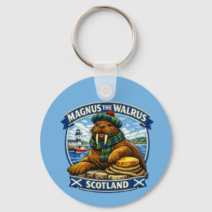 Magnus the Scottish Loving Walrus Seaside Scotland Key Ring
