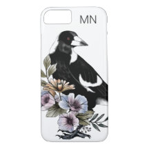 Magpie bird black white bird art