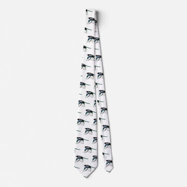 Magpie, Bird, Nature, Wildlife, Watercolor Tie (Front)