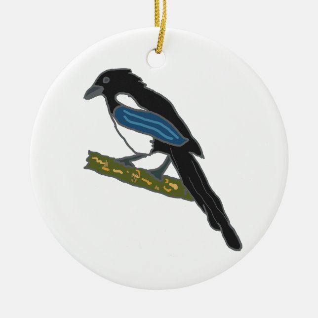 Magpie Ceramic Tree Decoration (Front)
