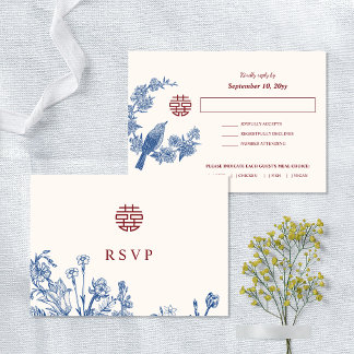 Magpie Chinese Wedding Food Choice RSVP card