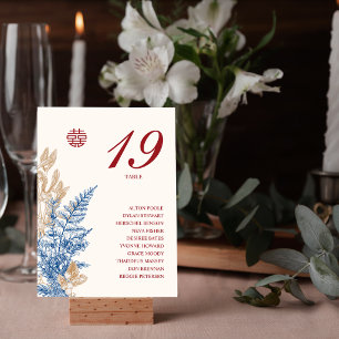 Magpie Chinese Wedding Guest Names Table Number