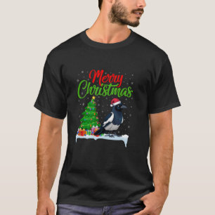 Magpie Christmas Tree Lights Funny Xmas Magpie Lov T-Shirt