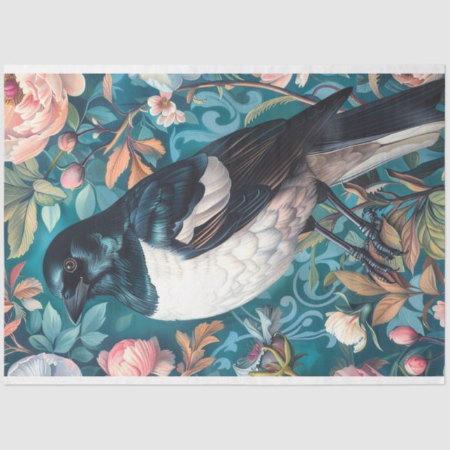 Magpie Elegance Floral Backdrop Decoupage Tissue Paper (Front)