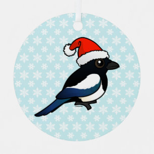 Magpie Santa Metal Tree Decoration